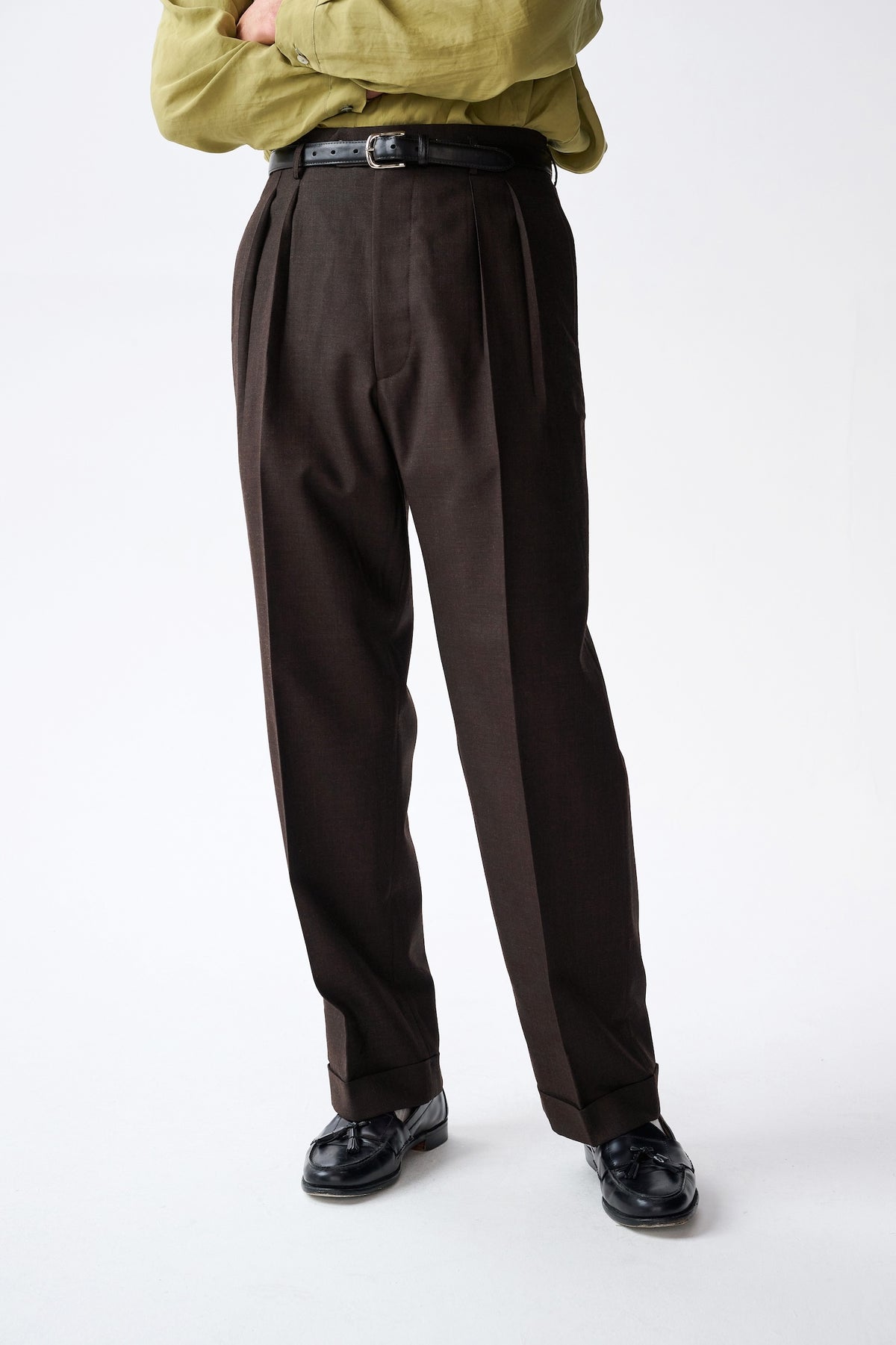 Brown-black classic wide-leg trousers