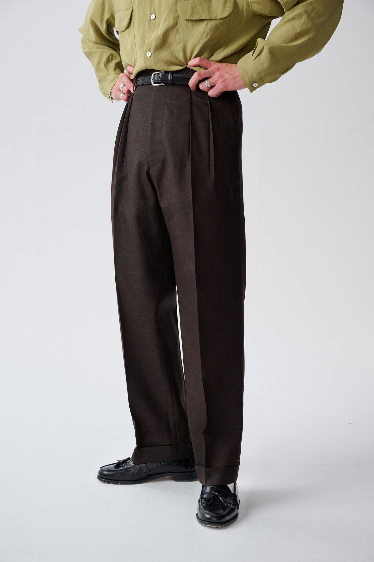 Brown-black classic wide-leg trousers
