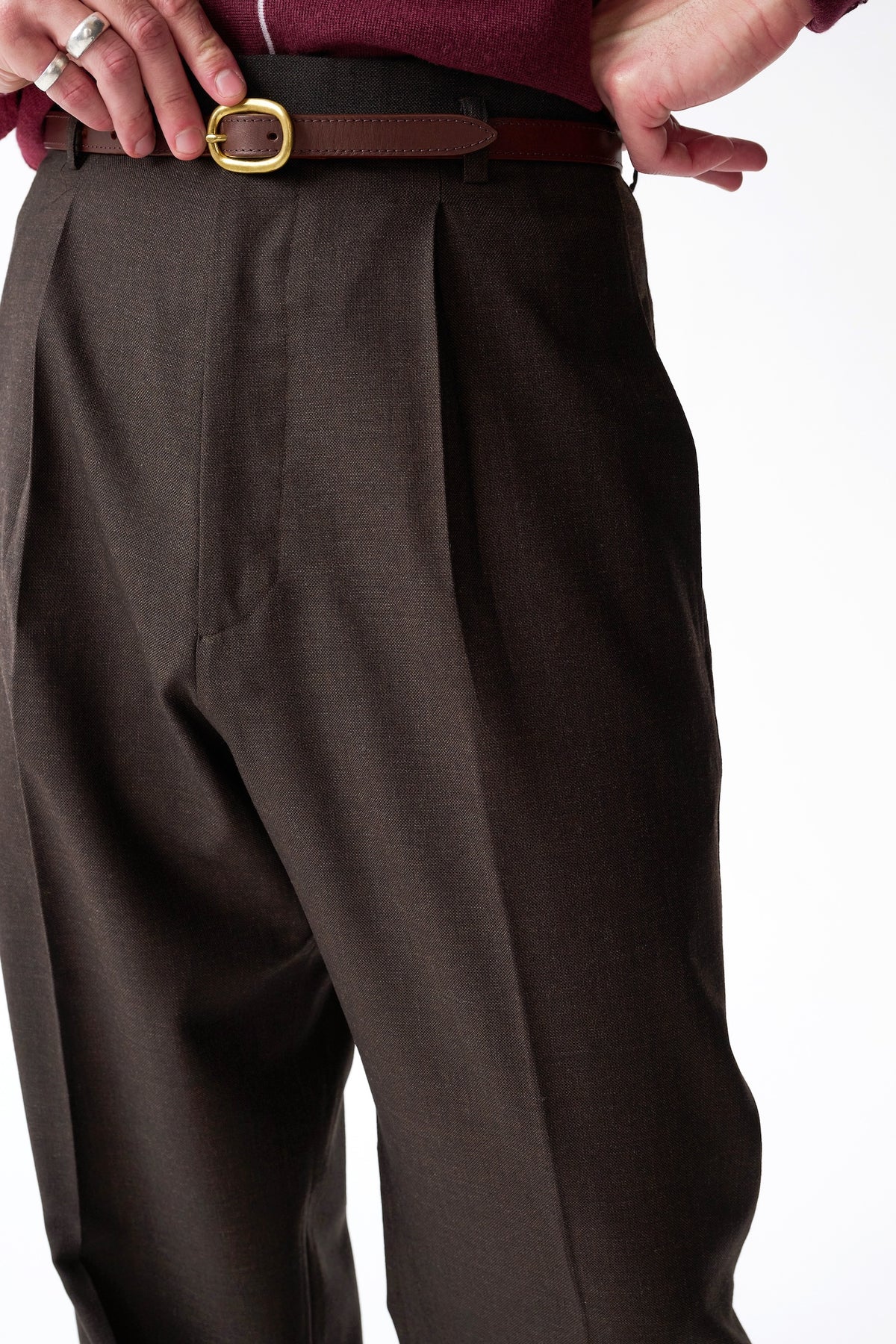 Brown-black wide boy trousers