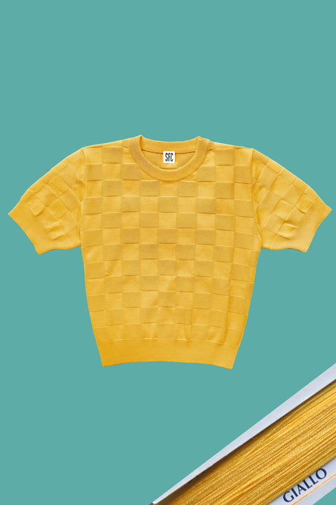 Yellow Checker Chet knit T