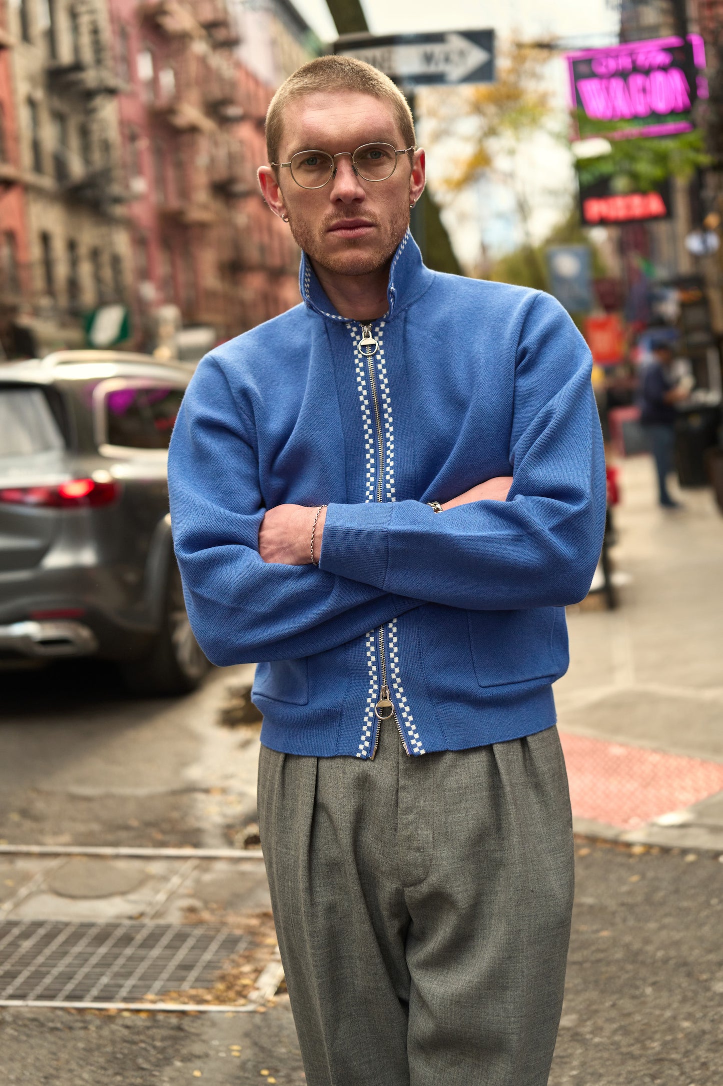 Blue temple knit