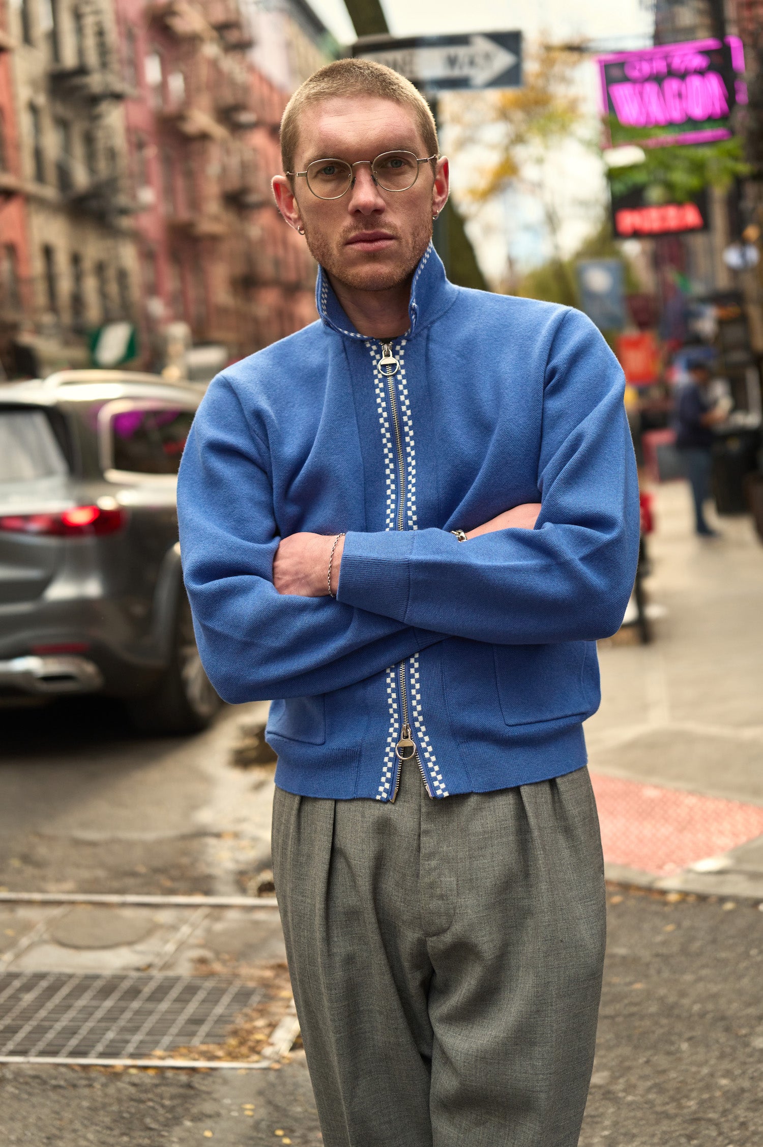 Blue temple knit