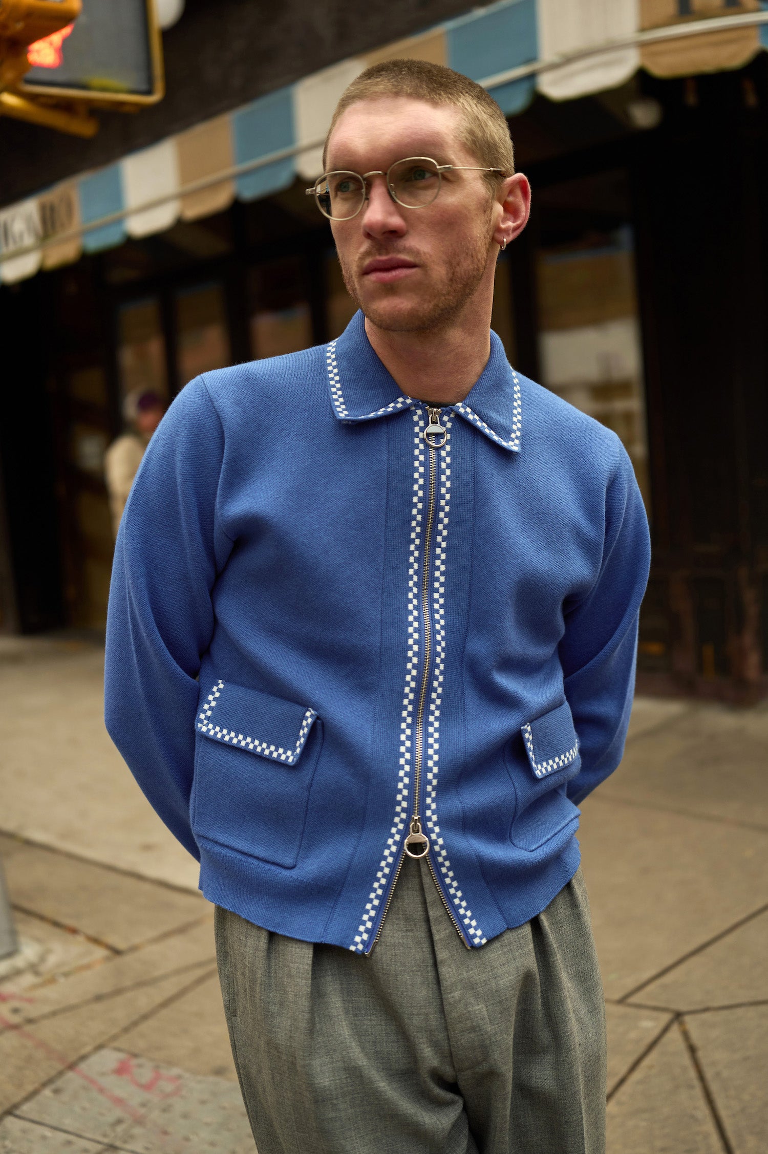 Blue temple knit