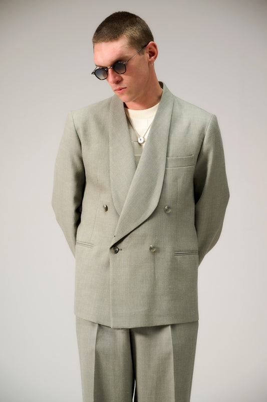 Shawl collar double breasted suit jacket