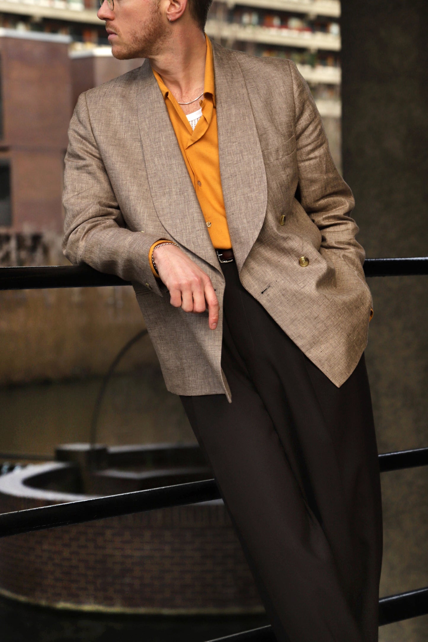 FABRIC OPTION  - MID BROWN AND BEIGE LINEN WOOL