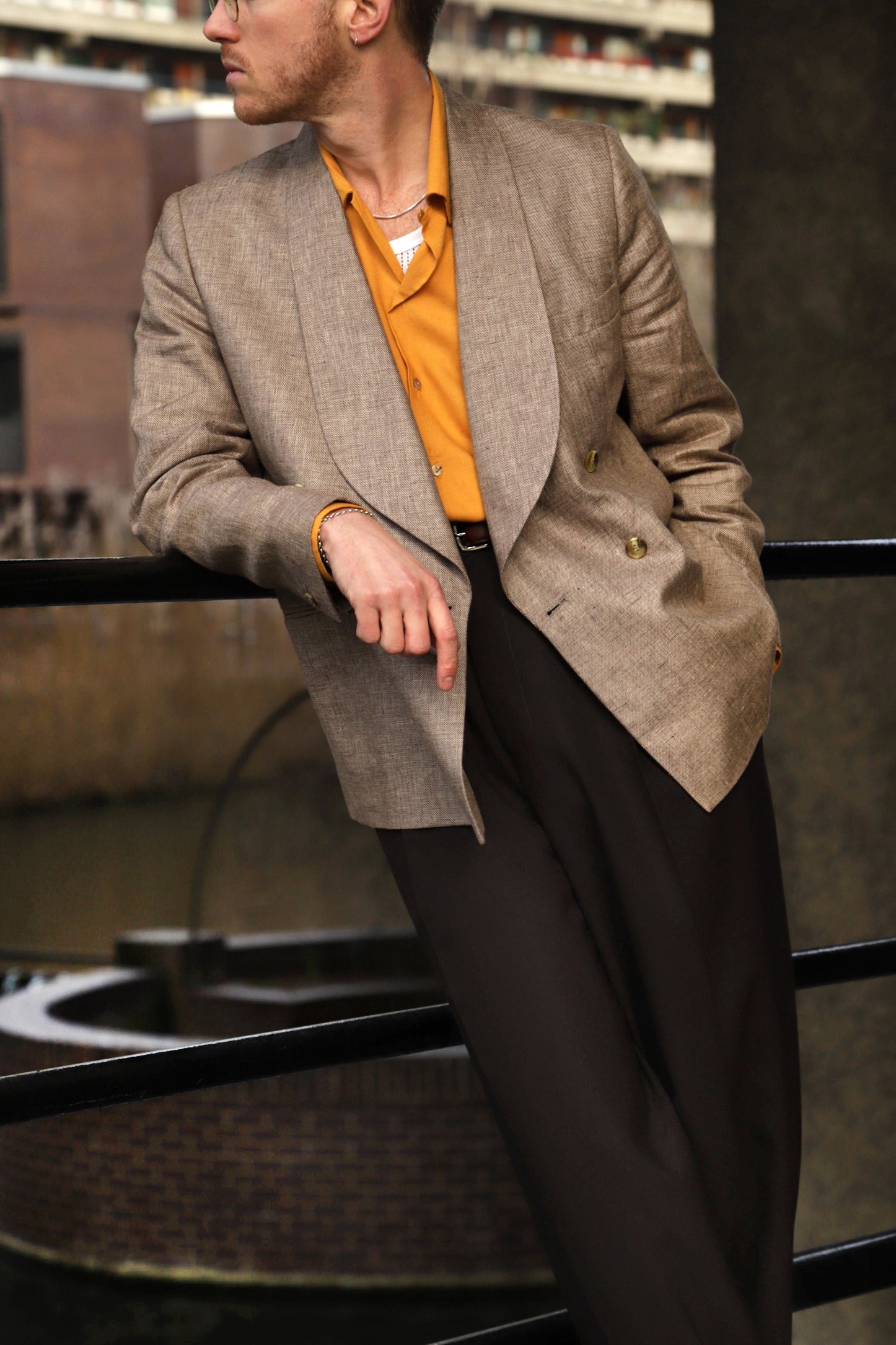 FABRIC OPTION  - MID BROWN AND BEIGE LINEN WOOL