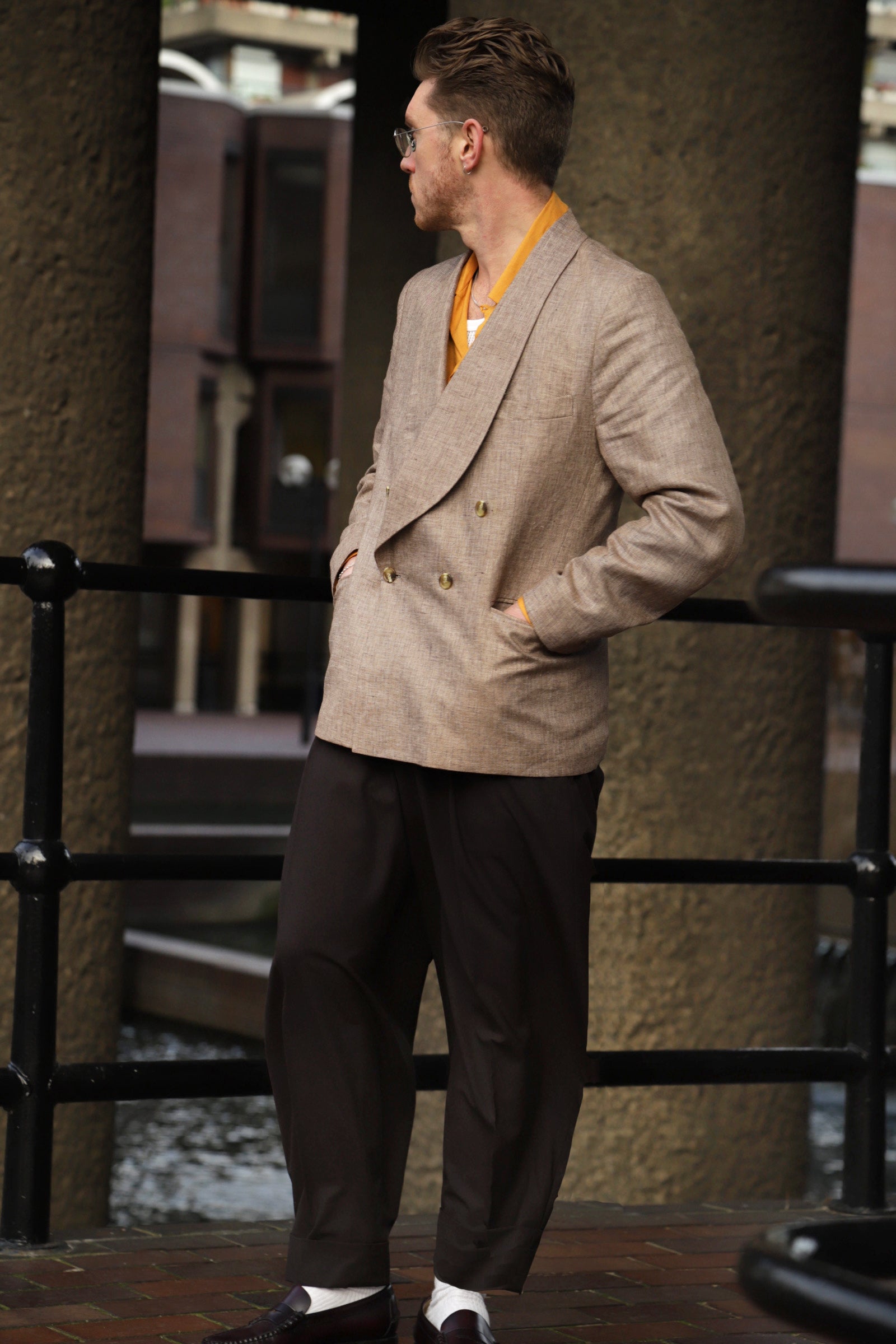 FABRIC OPTION  - MID BROWN AND BEIGE LINEN WOOL