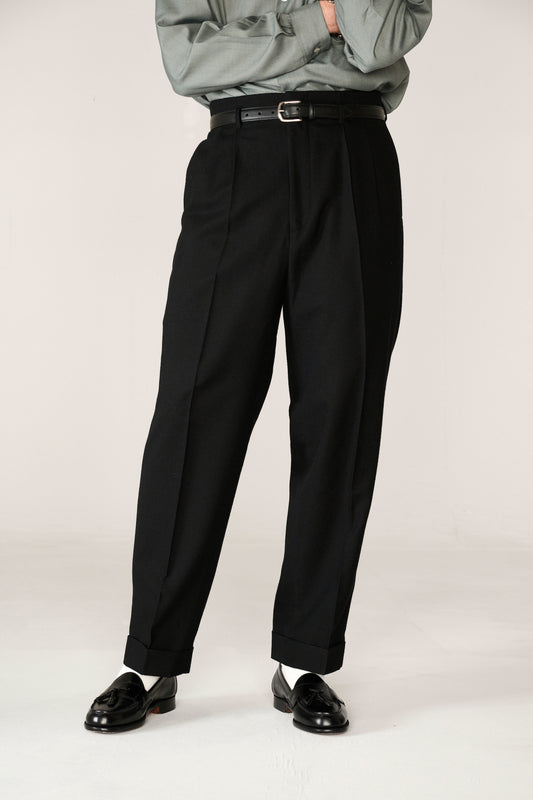 Black wool empire waist trousers