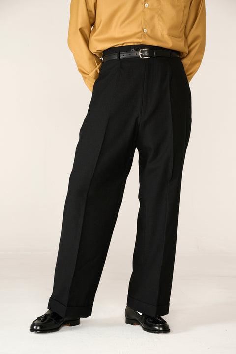 Black wool Wide Boy trousers (IN STOCK)