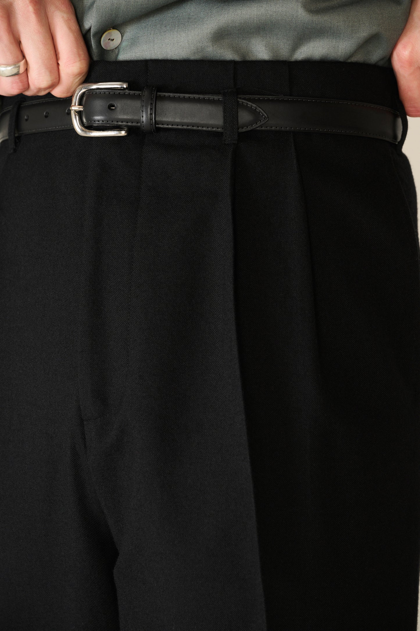 Black wool empire waist trousers