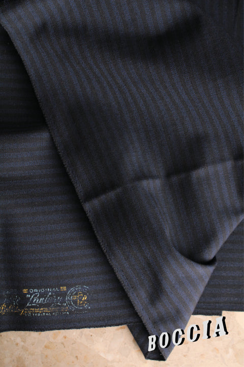 Midnight blue and black striped wool suiting - TS016