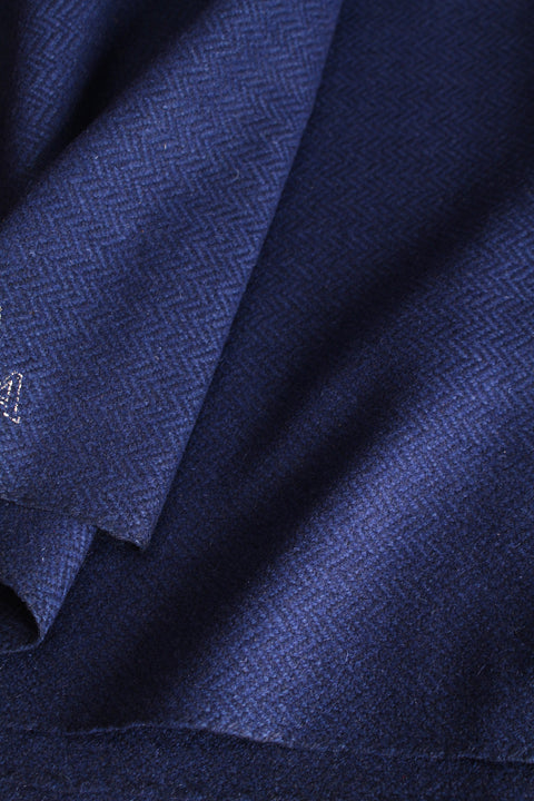 Electric blue herringbone thick wool - TC036