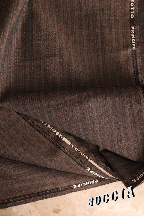 Chocolate and brown multi stripe wool - TS008