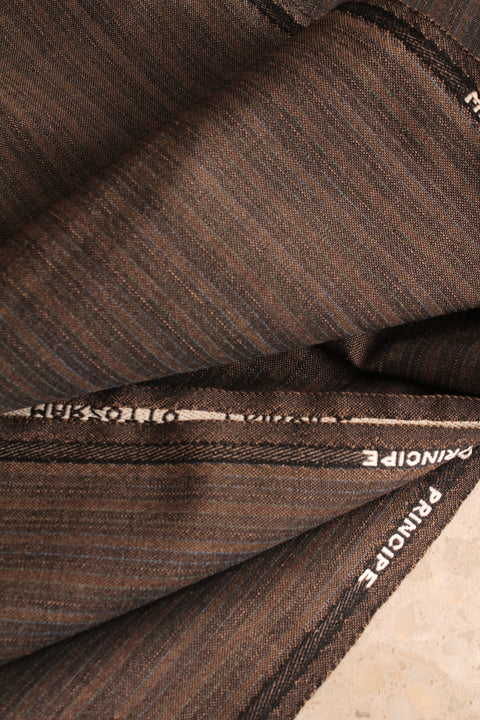 Chocolate and brown multi stripe wool - TS008