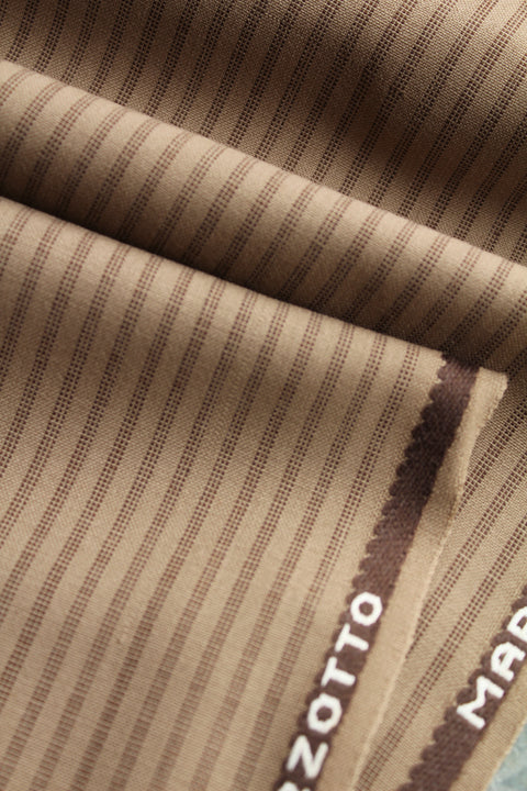 Mocha with brown needle stripe wool suiting - TS012m