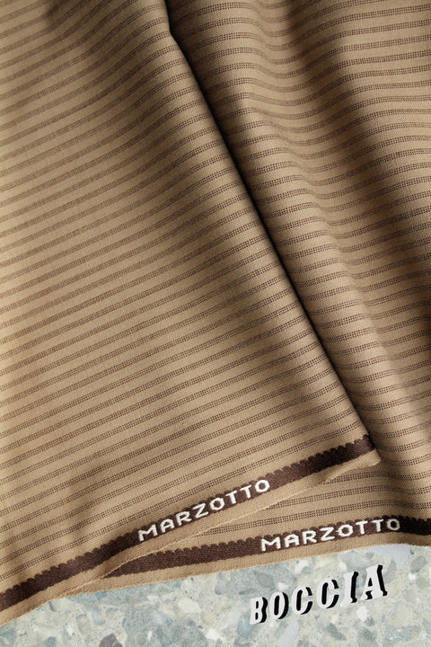Mocha with brown needle stripe wool suiting - TS012m