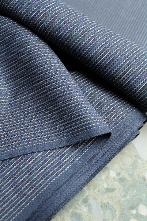 Denim blue zigzag striped grey tone wool - TS035m