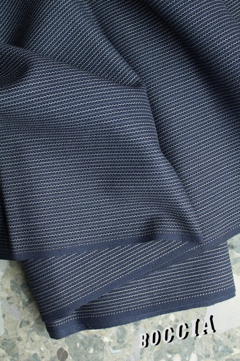 Denim blue zigzag striped grey tone wool - TS035m