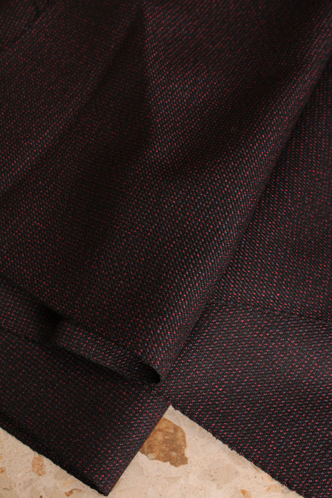 Black with red and blue flat fleck wool - TT027