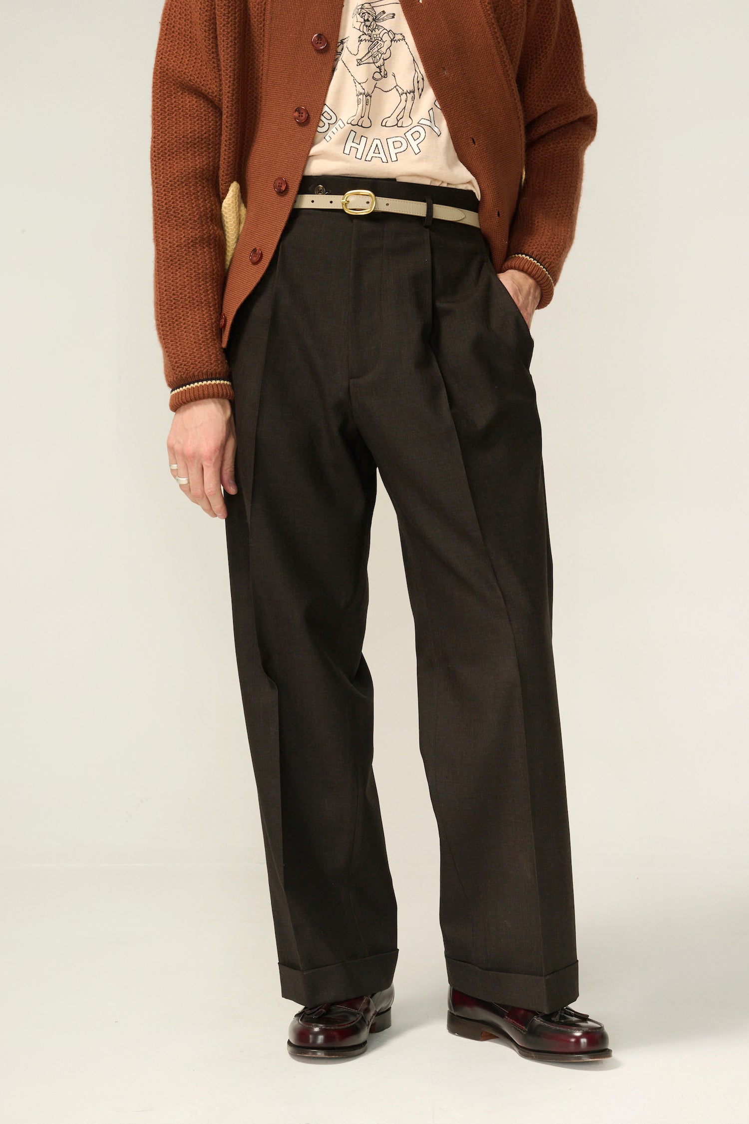 FABRIC OPTION - BROWN HOPSACK WITH BLACK UNDERTONE WOOL

