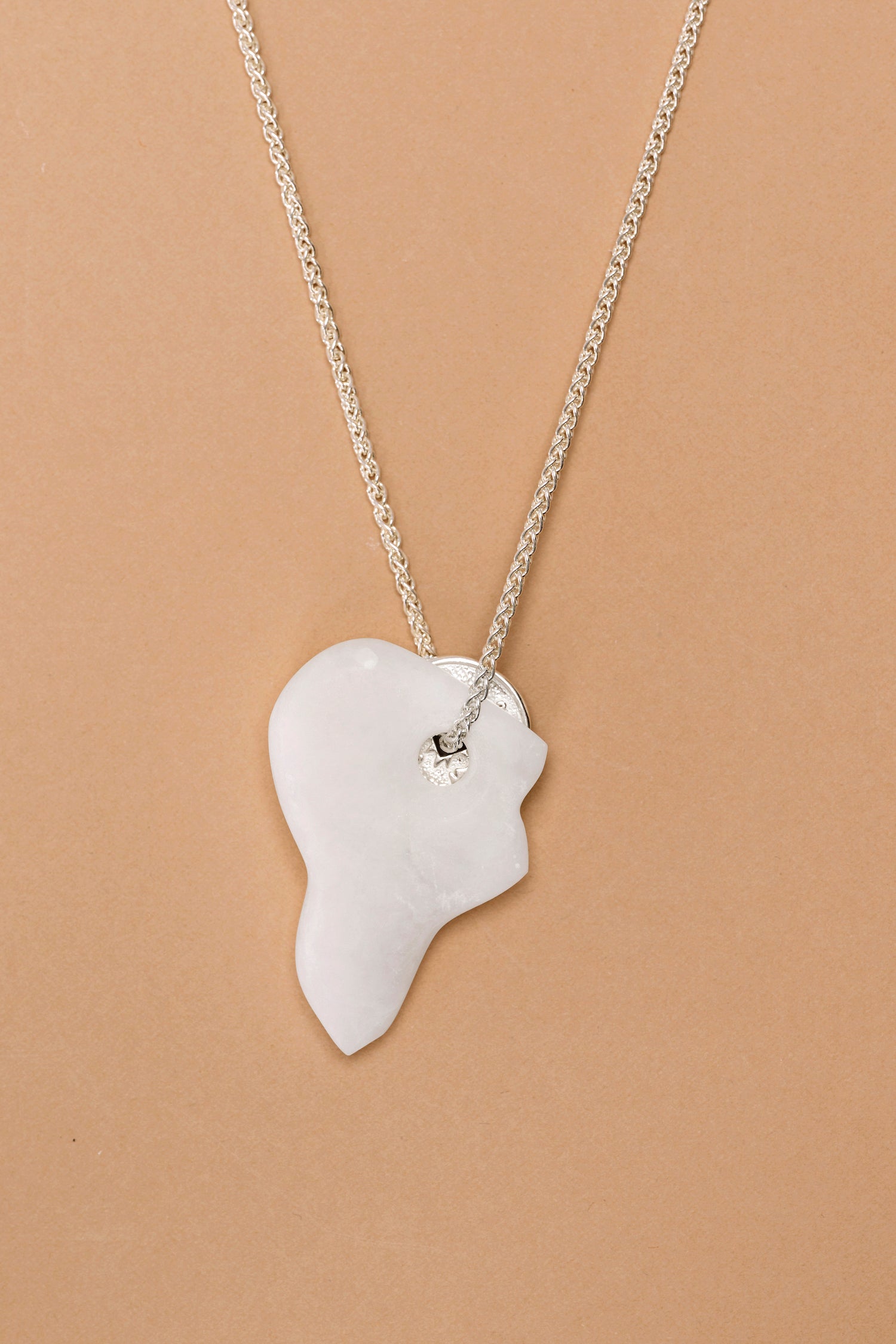 Silver lucky coin necklace with stone pendant (A3)