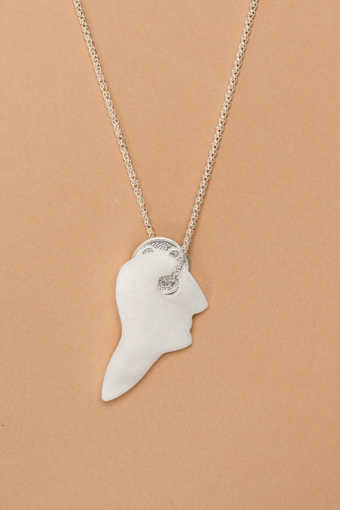 Silver Lucky Coin necklace with Stone pendant (A4)