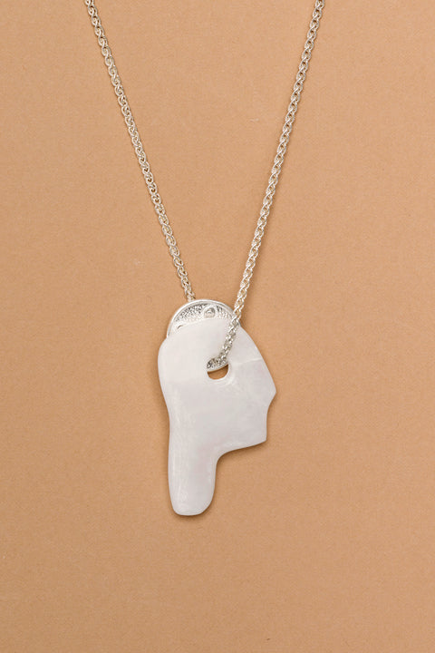 Silver Lucky Coin necklace with Stone pendant (A8)