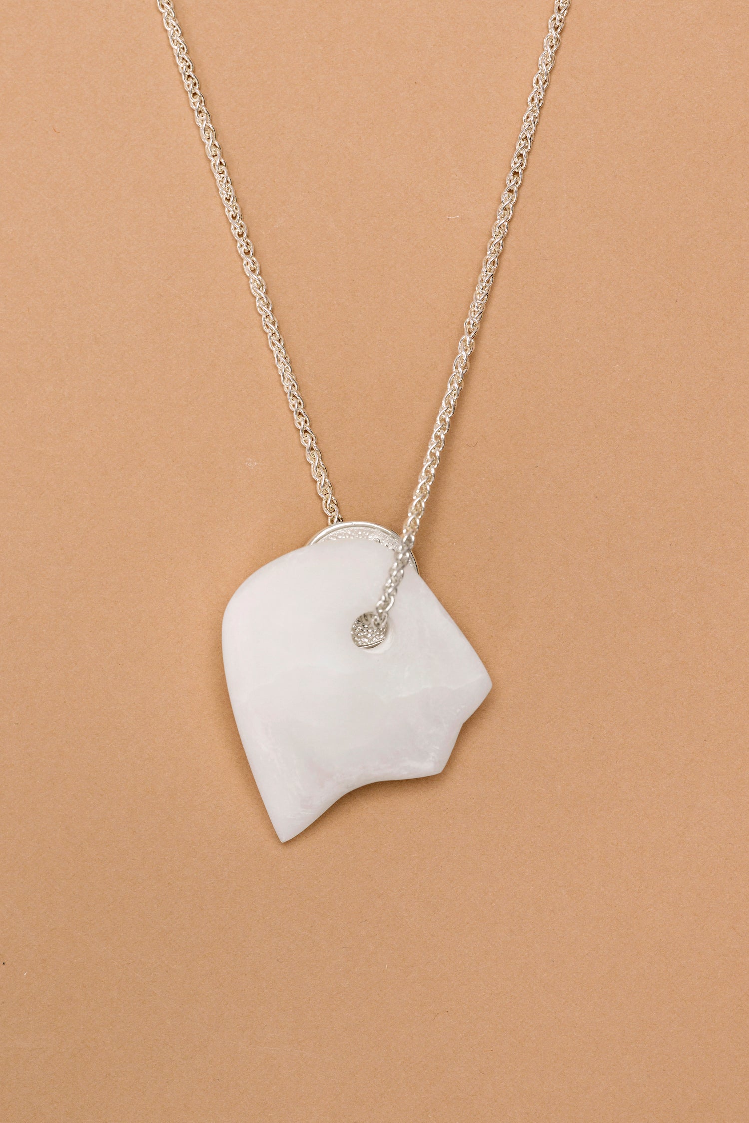 Silver lucky coin necklace with stone pendant (A9)