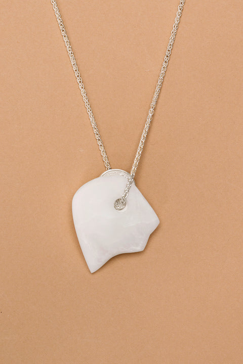 Silver Lucky Coin necklace with Stone pendant (A9)