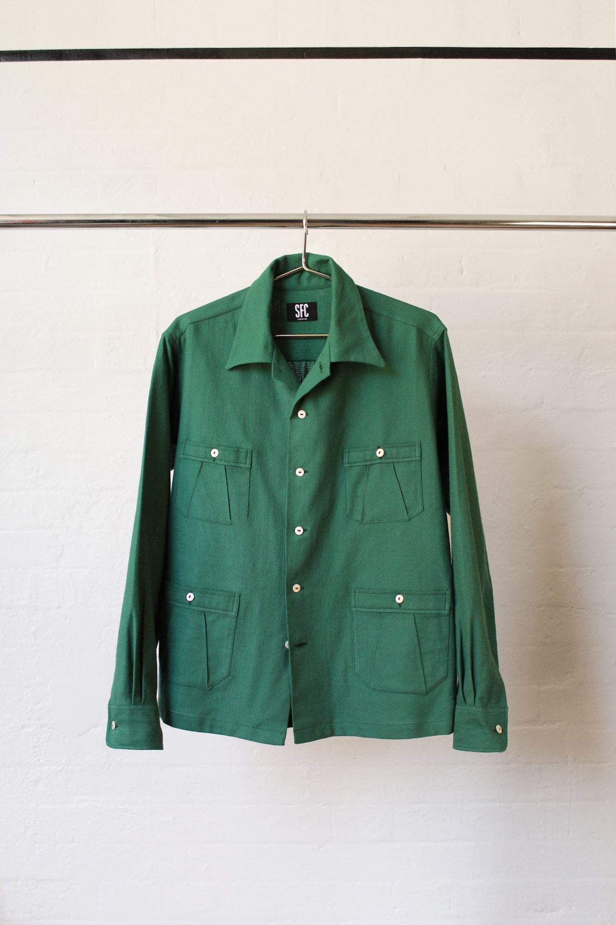 Bottle green belt-back overshirt