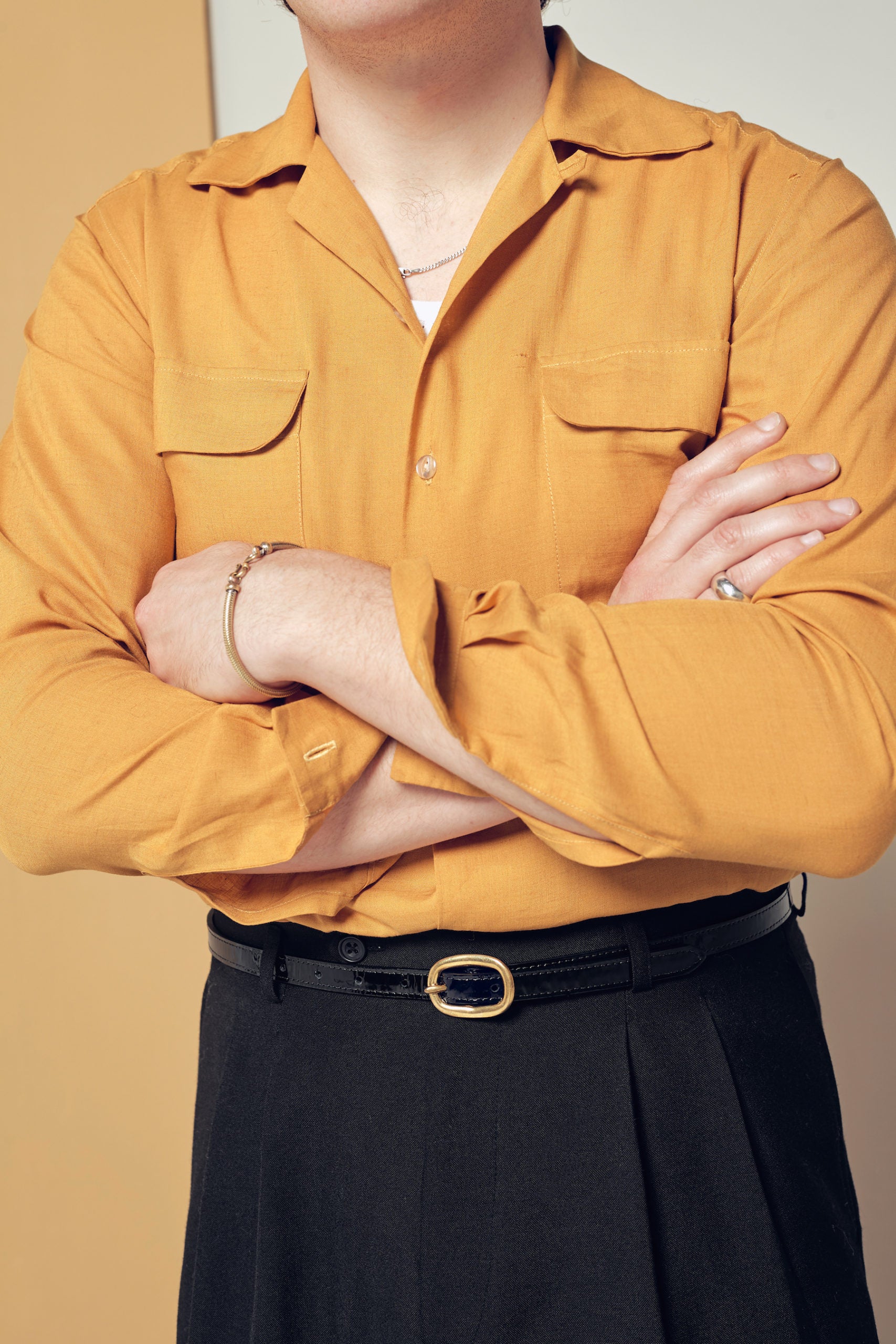 Mustard yellow collared sales shirt