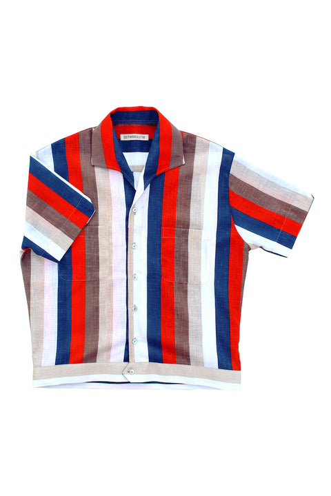 Red and blue striped lido shirt