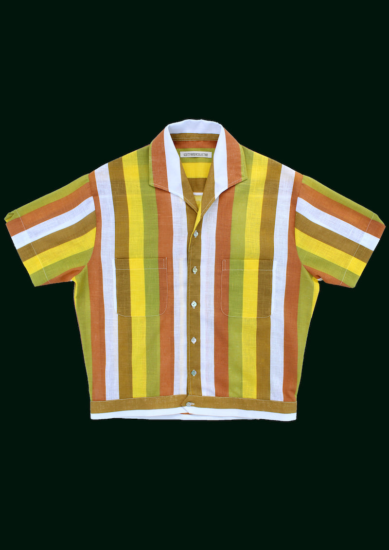 Saffron and green striped lido shirt – Scott Fraser Collection