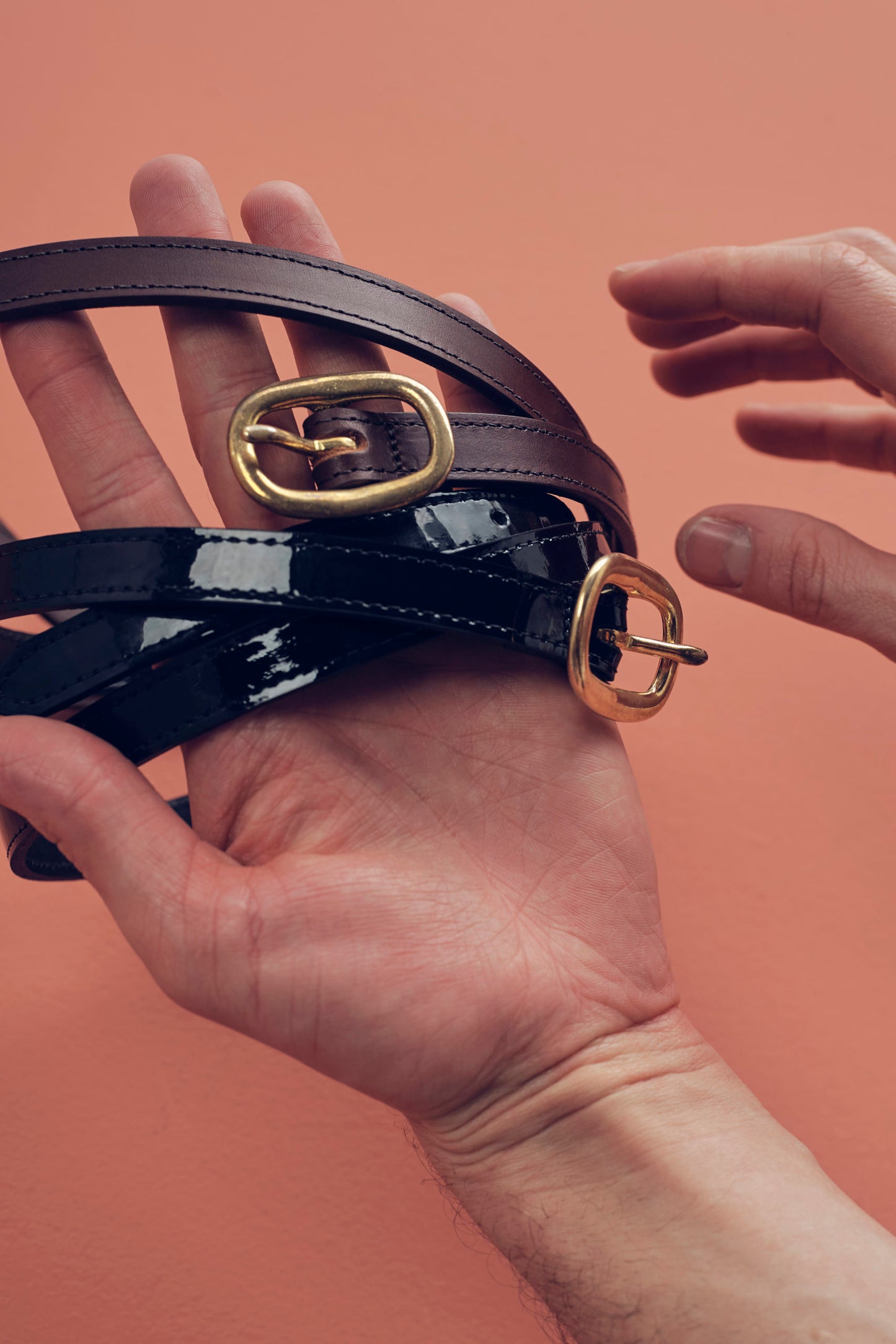 Leather tape belt