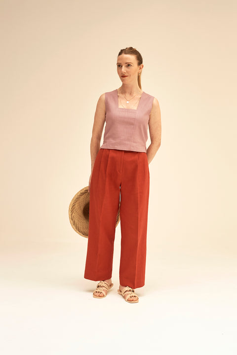 Womens ME+EM pink Wide-Leg Pleated Trousers