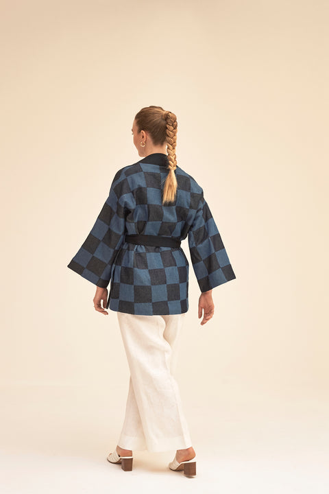 Denim patchwork Moga jacket