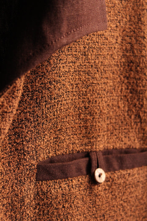 Brown toned & black textured panel shirt