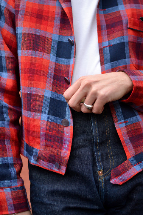 Blue and red linen check Cruz jacket (Boccia edition)