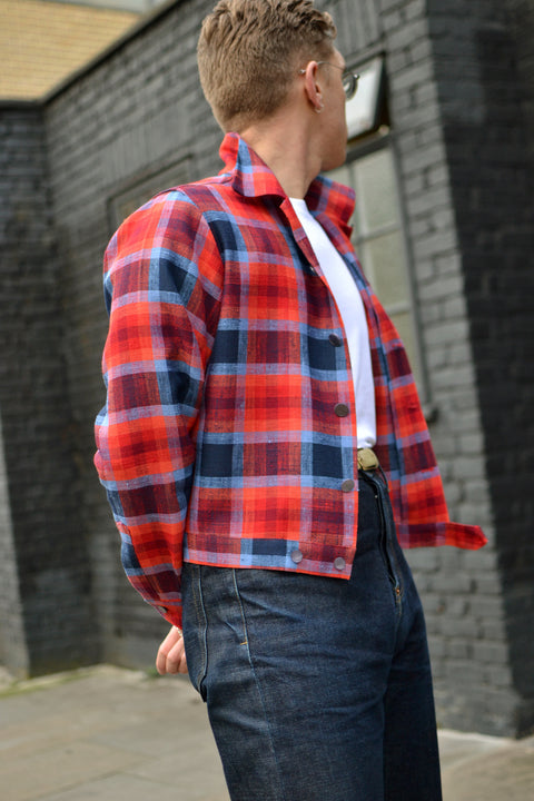 Blue and red linen check Cruz jacket (Boccia edition)