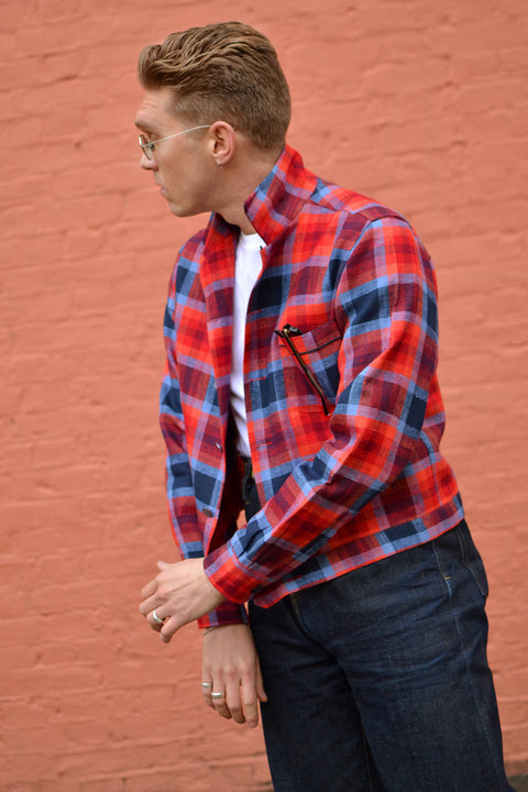 Blue and red linen check Cruz jacket (Boccia edition)