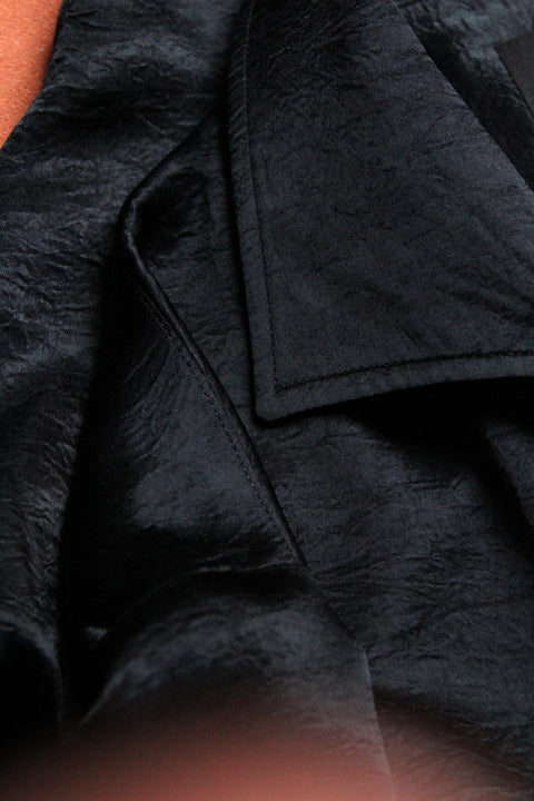 Black crushed satin wing collar 'Henry Hill' shirt