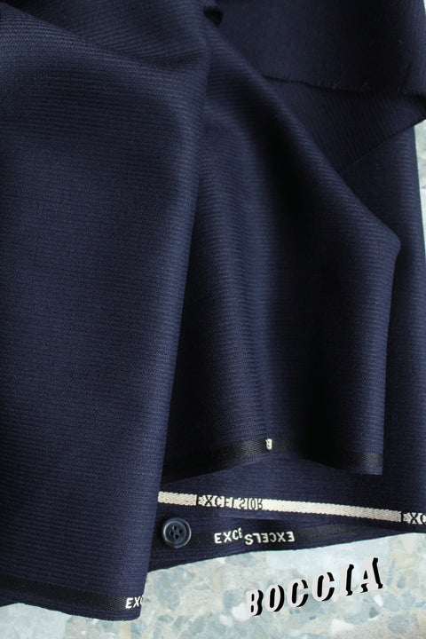 Navy blue fine woven stripe wool - TB004
