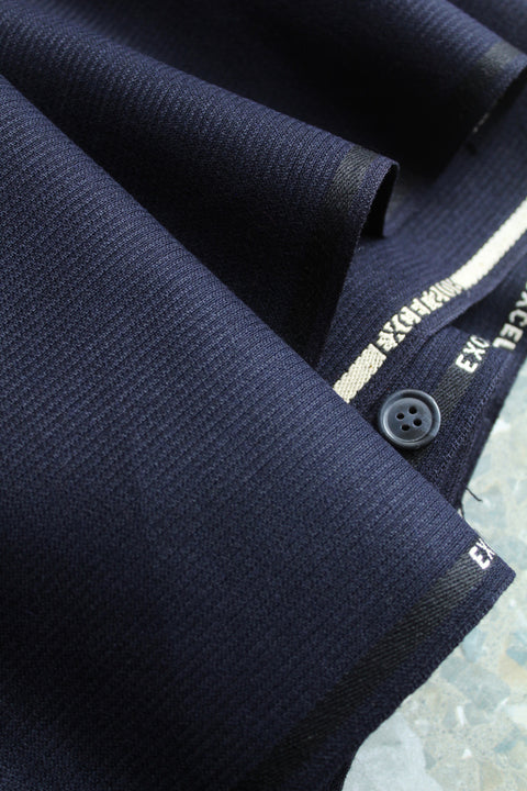 Navy blue fine woven stripe wool - TB004