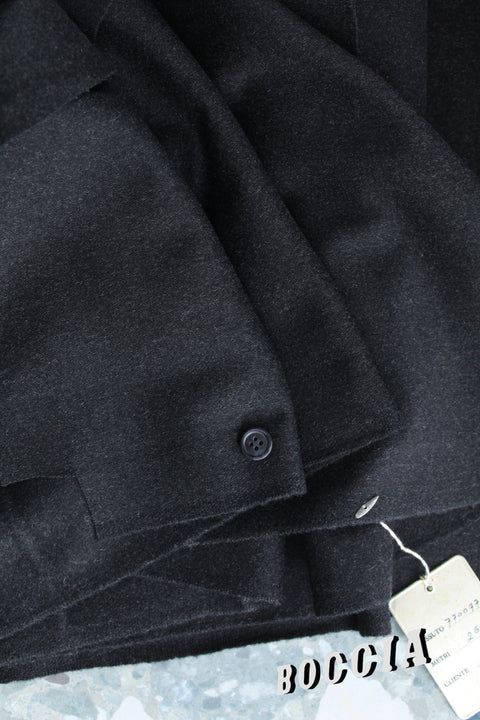 Deep charcoal brushed weighted wool - TB059
