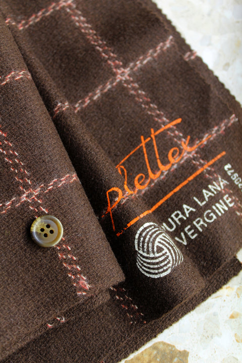 Chocolate brown with tonal overcheck wool - TC016