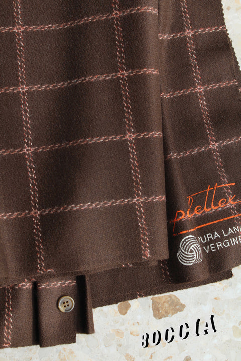 Chocolate brown with tonal overcheck wool - TC016